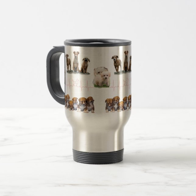 Taza De Viaje Paquete perros, paquete de perros divertidos (Anverso izquierdo)