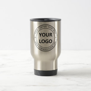 Taza de viaje para empresas con logotipo y texto p