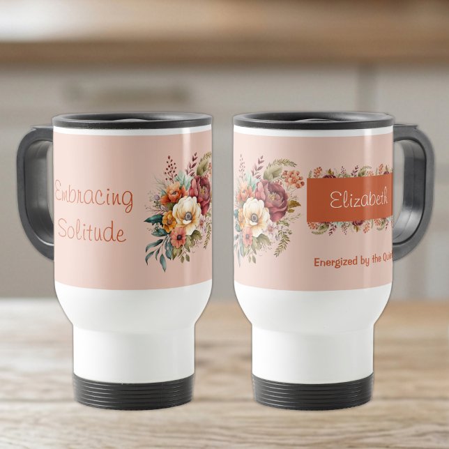 Taza De Viaje Para introvertidos soledad floral naranja (Subido por el creador)