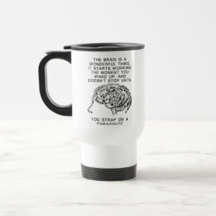 Taza De Viaje Paracaídas de Trabajo Cerebral Saltando en Paracaí