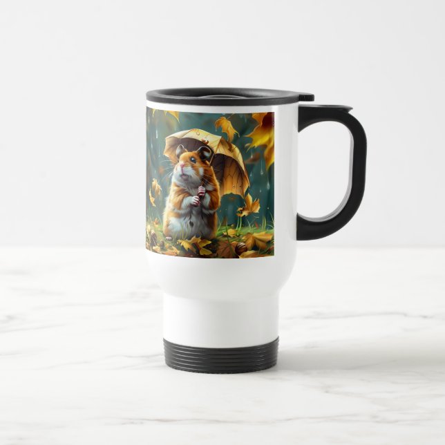 Taza De Viaje Paraguas de Hamster y Leaf (Derecha)