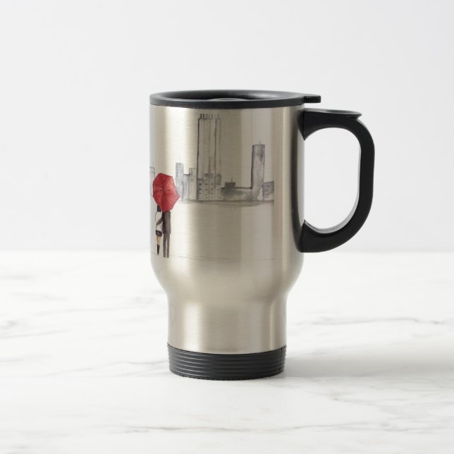 Taza De Viaje Paraguas rojos pareja Nueva York moda (Derecha)