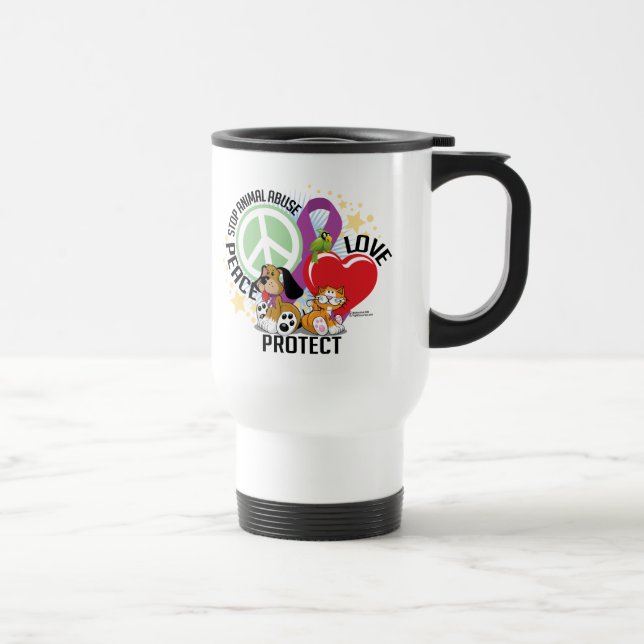 Taza De Viaje Pare el abuso animal PLP (Derecha)