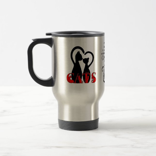Taza De Viaje Pareja de gatos en casa (Izquierda)