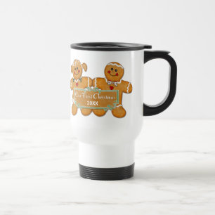 Taza De Viaje Pareja de Gingerbread Primera Navidad