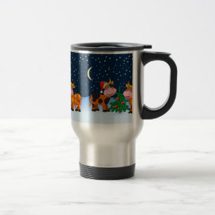 Taza De Viaje Pares dulces de la vaca de las Felices Navidad por
