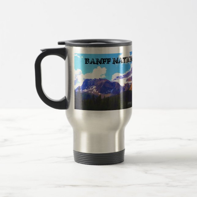 Taza De Viaje Parque nacional Banff - Crowfoot Glaciar acuarela (Izquierda)