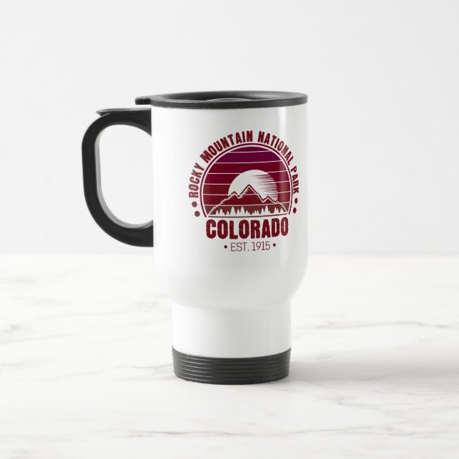 Taza De Viaje Parque nacional Rocky Mountain Colorado Retro (Izquierda)