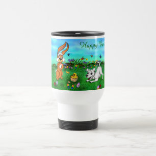 Taza De Viaje Pascua: Conejo de cachorros y polluelo