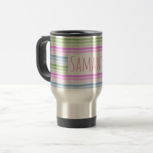 Taza De Viaje Pastel Wavy Striped Modern Personalizado