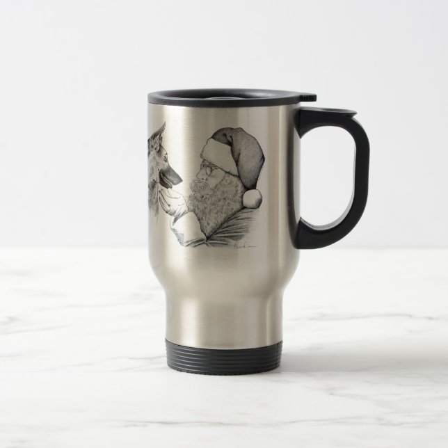Taza De Viaje Pastor Alemán y Santa (Derecha)