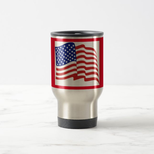 Taza De Viaje Patriotic Travel/Commuter US Flag Design 14 Oz. (Centro)