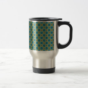 Taza De Viaje Patrón azul verde florido