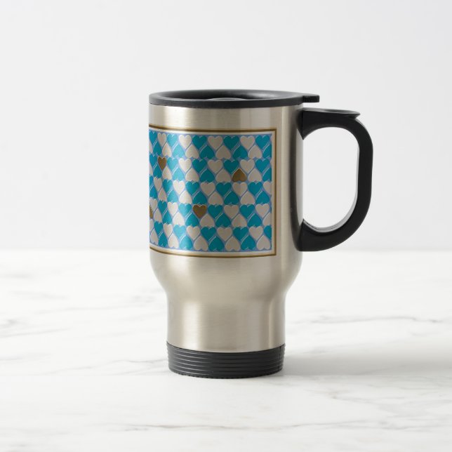 Taza De Viaje Patrón bávaro azul y blanco. (Derecha)