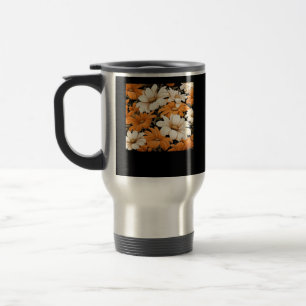 Taza De Viaje patrón blanco - flor silvestre de cottagecore whim