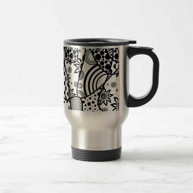 Taza De Viaje Patrón blanco y negro 03 (Derecha)