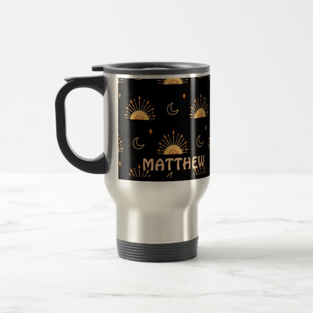 Taza De Viaje Patrón Celestial sin Marea Cute Boho Personalizado (Izquierda)