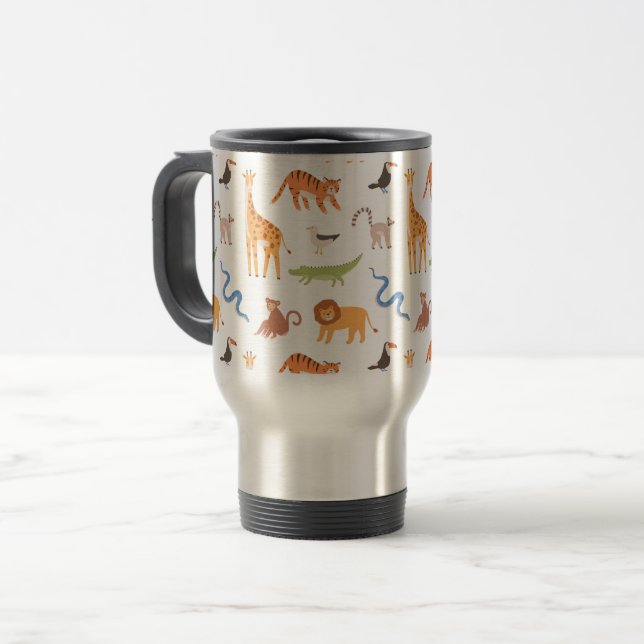 Taza De Viaje Patrón de animales salvajes del Safari de la Selva (Anverso izquierdo)