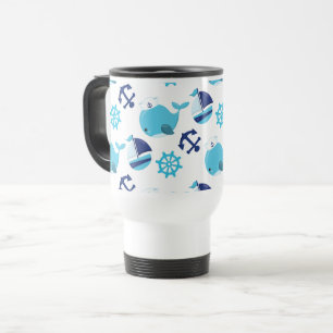Taza De Viaje Patrón de ballenas, ballenas ricas, ballenas azule