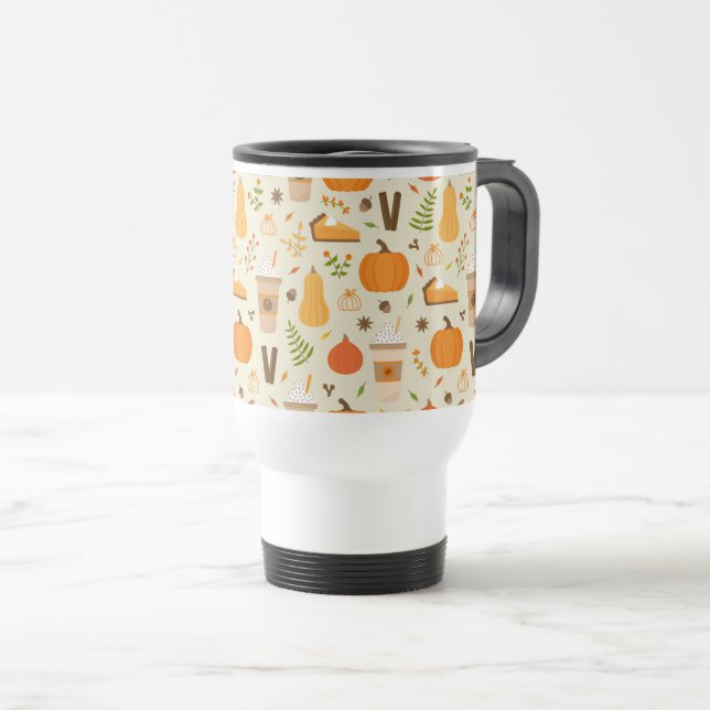 Taza De Viaje Patrón de caída del Naranja divertido (Anverso derecho)