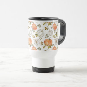 Taza De Viaje Patrón de calabaza de color de agua de otoño