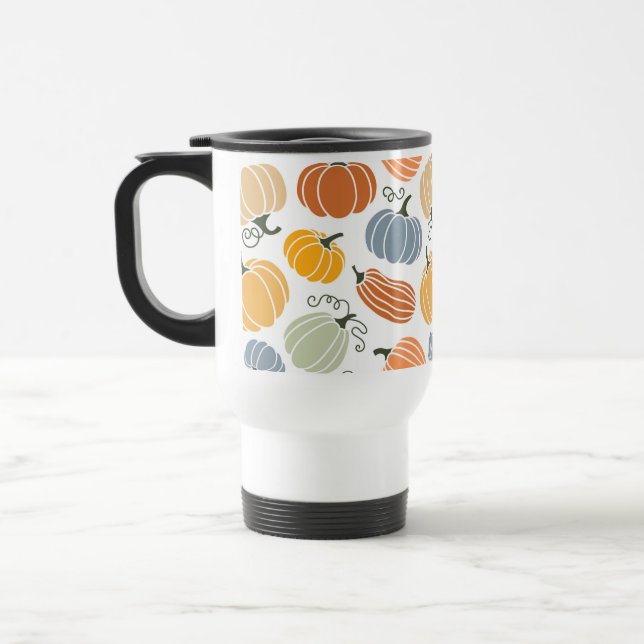 Taza De Viaje Patrón de calabazas otoñales coloridas (Izquierda)
