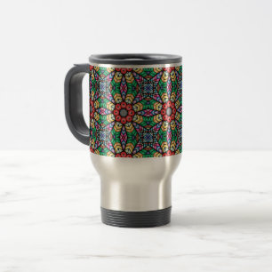 Taza De Viaje Patrón de Caleidoscopio Ornamental Colorido