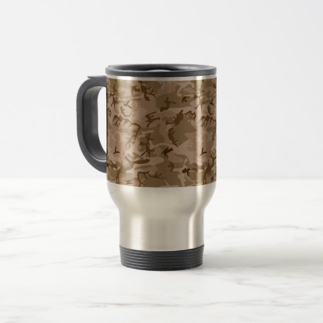 Taza De Viaje Patrón de camuflaje del desierto, patrón militar,  (Anverso izquierdo)