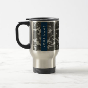Taza De Viaje Patrón de camuflaje gris, tu nombre, Personaliza