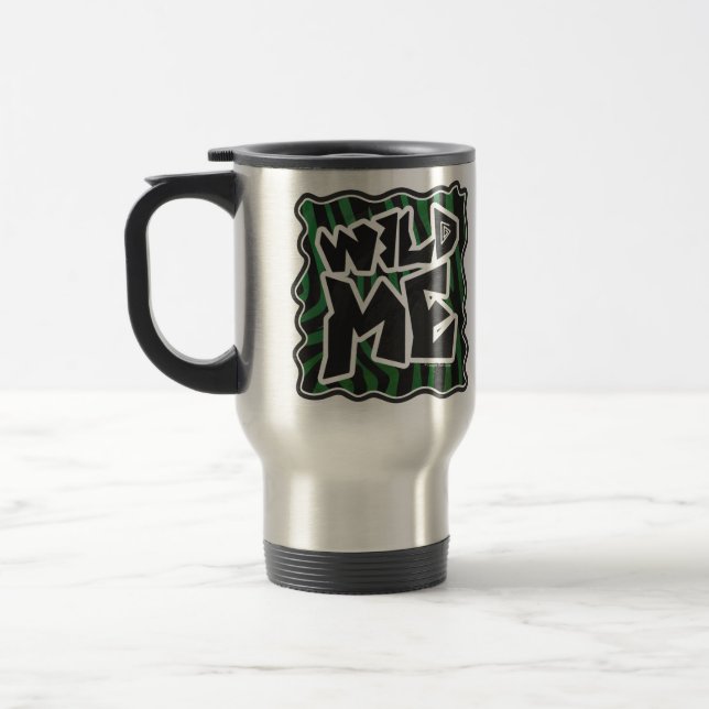 Taza De Viaje Patrón de cebra verde y negra de Wild Me (Izquierda)