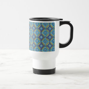 Taza De Viaje Patrón de círculo geométrico del Boho Rústico Verd