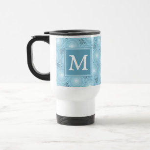 Taza De Viaje Patrón de círculos azules de ángel de monograma