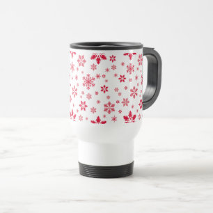Taza De Viaje Patrón de copos de nieve, copos de nieve rojos, ni