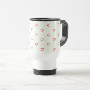 Taza De Viaje Patrón de Corazones Rojos, Lindo, Amor