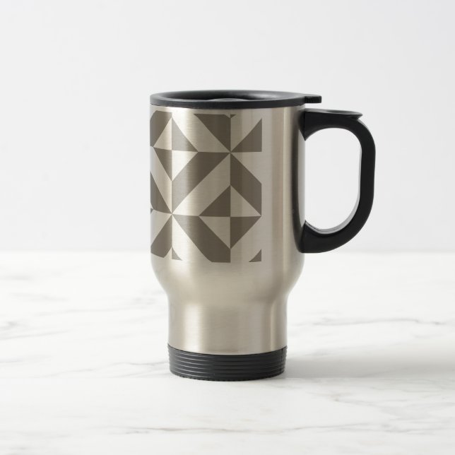 Taza De Viaje Patrón de cubo de deco geométrico gris plateado (Derecha)
