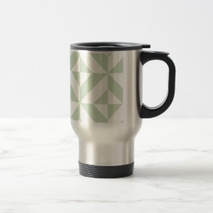 Taza De Viaje Patrón de cubo de deducción geométrica verde de sa