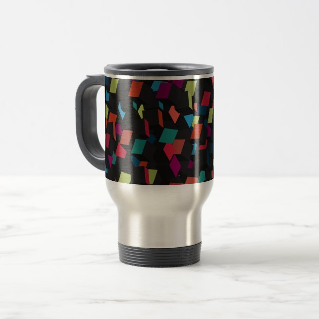 Taza De Viaje Patrón de cubo geométrico abstracto de moda (Anverso izquierdo)