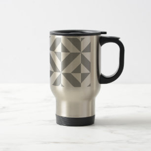 Taza De Viaje Patrón de cubo geométrico y decenal gris cálido