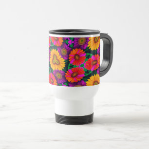 Taza De Viaje Patrón de Daisy Bouquet colorido