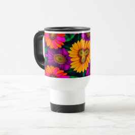 Taza De Viaje Patrón de Daisy Bouquet colorido