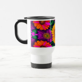 Taza De Viaje Patrón de Daisy Bouquet colorido