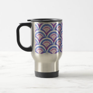Taza De Viaje patrón de damasco floral azul