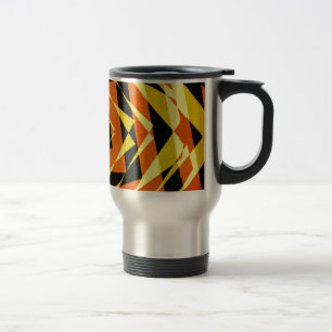 Taza De Viaje Patrón de diamante rayado de naranja y amarillo