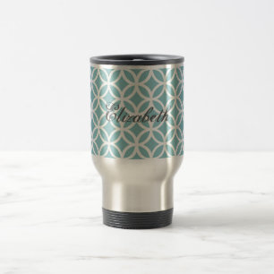 Taza De Viaje Patrón de diamante verde azulado personalizado