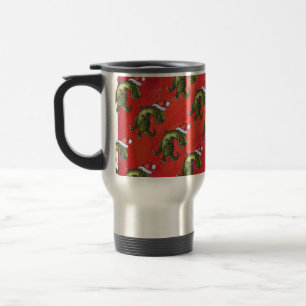 Taza De Viaje Patrón de Dino TRex Fextivo en Rojo