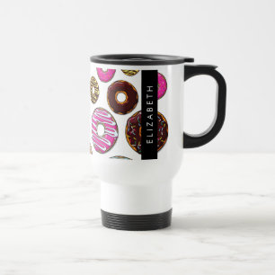 Taza De Viaje Patrón De Donuts, Donuts Coloridos, Su Nombre