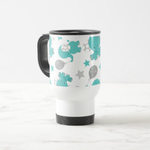 Taza De Viaje Patrón De Elefantes Azules, Elefantes Cutetos, Est