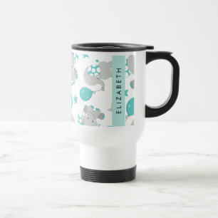 Taza De Viaje Patrón De Elefantes, Elefantes Cutos, Tu Nombre
