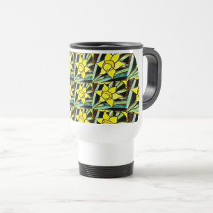 Taza De Viaje Patrón de flores amarillas y valiosas