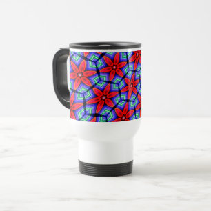Taza De Viaje Patrón de flores de tejidos rojos